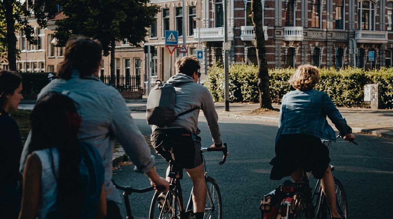 People cycling along a city street, from the seminar announcement